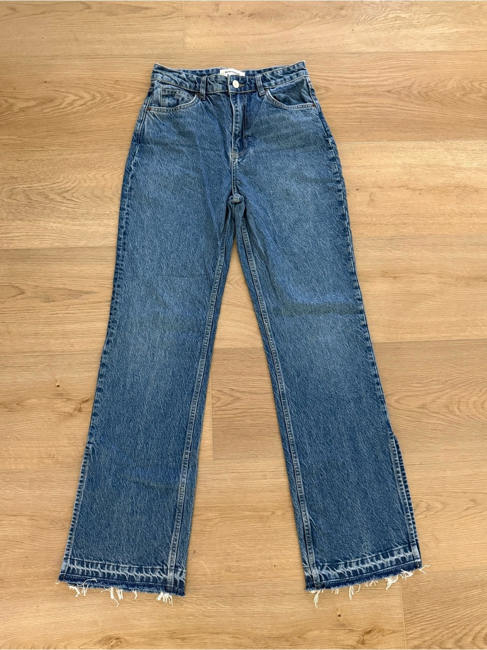 Reformation Lake High Rise Split Hem Bootcut Jeans Size 26 Blue